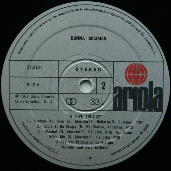 Donna Summer - A Love Trilogy | Ariola (27.518-I) - 4
