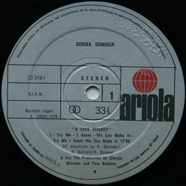 Donna Summer - A Love Trilogy | Ariola (27.518-I) - 3