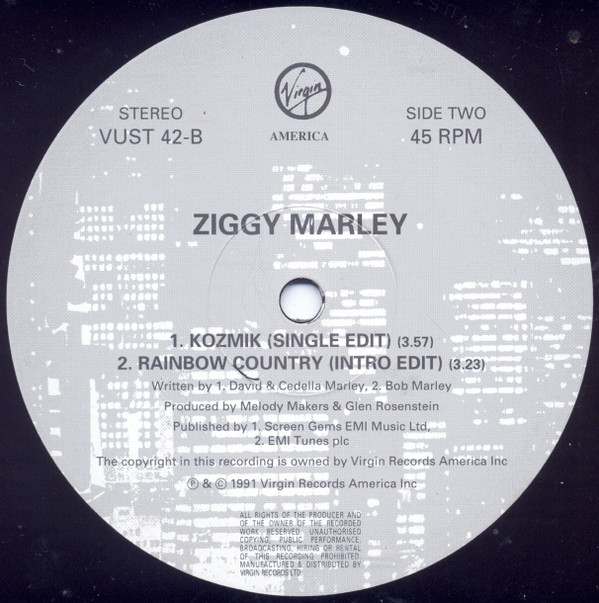 Ziggy Marley And The Melody Makers - Kozmik | Virgin America (VUST 42) - 2