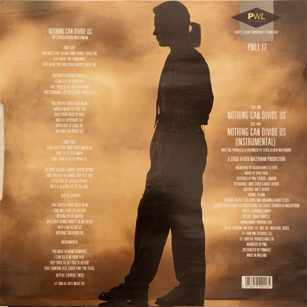 Jason Donovan - Nothing Can Divide Us (Remix) | PWL Records (PWLT 17R) - 2