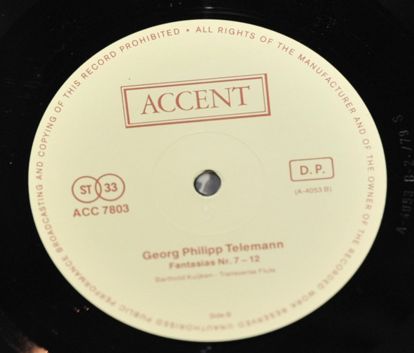 Georg Philipp Telemann / Barthold Kuijken - The Twelve Fantasias For Transverse Flute Without Bass | Accent (ACC 7803) - 3 Georg Philipp Telemann / Barthold Kuijken - The Twelve Fantasias For Transverse Flute Without Bass | Accent (ACC 7803) - 3