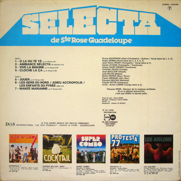 Selecta De Ste Rose Guadeloupe - Selecta De Ste Rose Guadeloupe | Disques Debs International (HDD 608) - 2 Selecta De Ste Rose Guadeloupe - Selecta De Ste Rose Guadeloupe | Disques Debs International (HDD 608) - 2