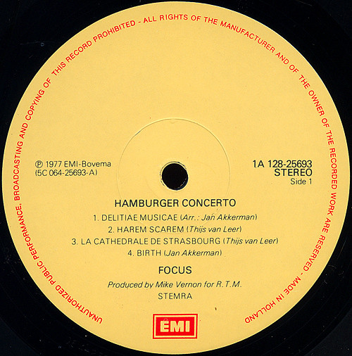 Focus - Hamburger Concerto - Mother Focus | EMI (1A 128-25693/94) - 3 Focus - Hamburger Concerto - Mother Focus | EMI (1A 128-25693/94) - 3