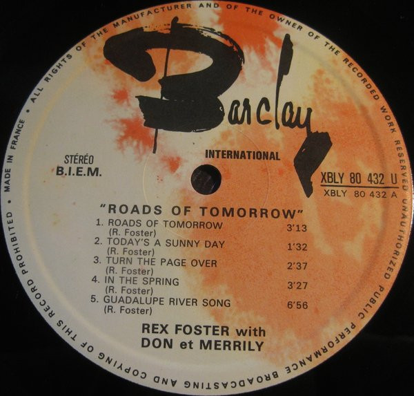 Rex Foster With Don Harding & Merrily Webber - Roads Of Tomorrow | Barclay (XBLY 80 432 U) - 4 Rex Foster With Don Harding & Merrily Webber - Roads Of Tomorrow | Barclay (XBLY 80 432 U) - 4