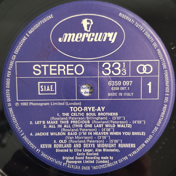 Kevin Rowland & Dexys Midnight Runners - Too-Rye-Ay | Mercury (6359 097) - 3