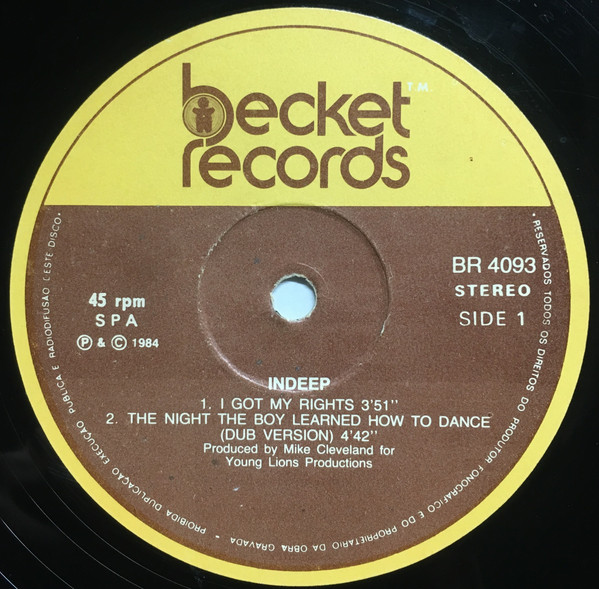 Indeep - I Got My Rights / The Night The Boy Learned How To Dance | Becket Records (BR 4093) - 2