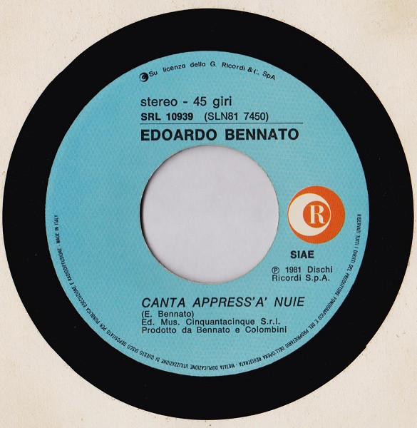 Edoardo Bennato - E Invece No / Canta Appress' A' Nuie | Ricordi (SRL 10939) - 4
