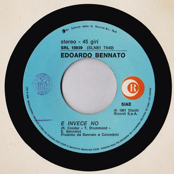 Edoardo Bennato - E Invece No / Canta Appress' A' Nuie | Ricordi (SRL 10939) - 3