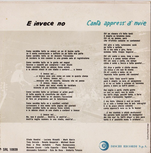 Edoardo Bennato - E Invece No / Canta Appress' A' Nuie | Ricordi (SRL 10939) - 2