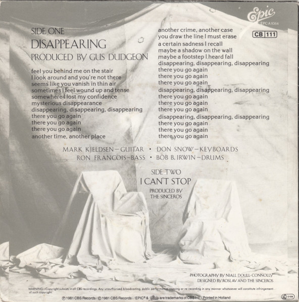 The Sinceros - Disappearing | Epic (EPCA 1084) - 2