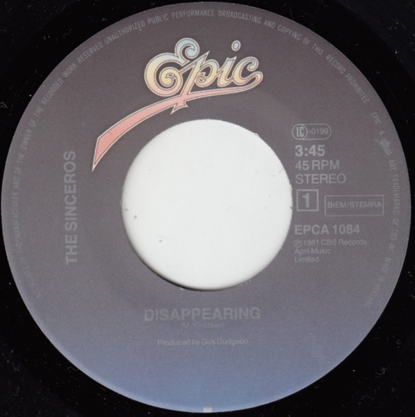 The Sinceros - Disappearing | Epic (EPCA 1084) - 3