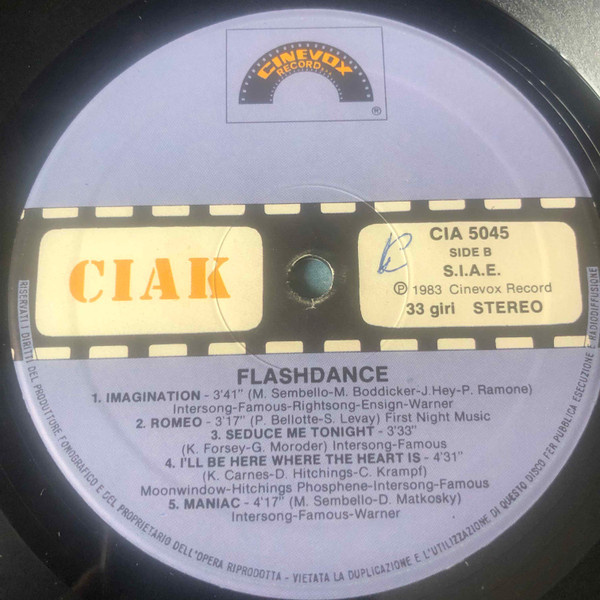 Various - Flashdance | Cinevox Record (CIA 5045) - 3 Various - Flashdance | Cinevox Record (CIA 5045) - 3