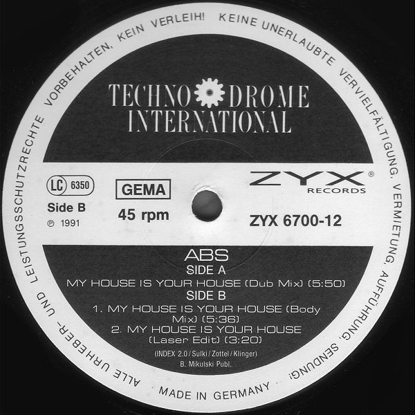 ABS - My House Is Your House | ZYX Records (ZYX 6700-12) - 3 ABS - My House Is Your House | ZYX Records (ZYX 6700-12) - 3