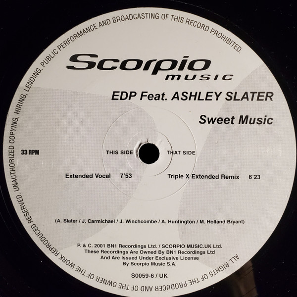 EDP Feat. Ashley Slater - Sweet Music | Scorpio Music (S0059-6 / UK) - main EDP Feat. Ashley Slater - Sweet Music | Scorpio Music (S0059-6 / UK) - main