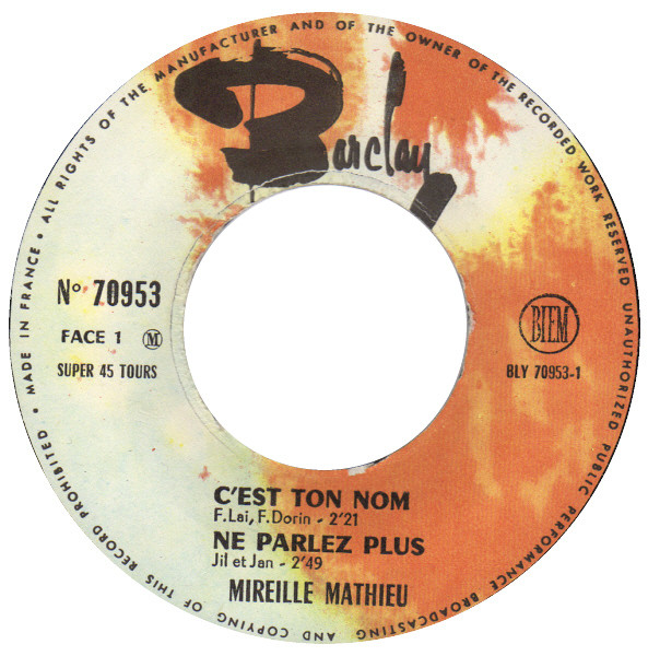 Mireille Mathieu - C'est Ton Nom | Barclay (70953) - 3