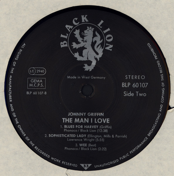 Johnny Griffin - The Man I Love | Black Lion Records (BLP 60107) - 3