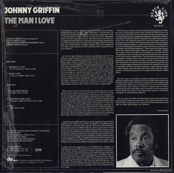 Johnny Griffin - The Man I Love | Black Lion Records (BLP 60107) - 2