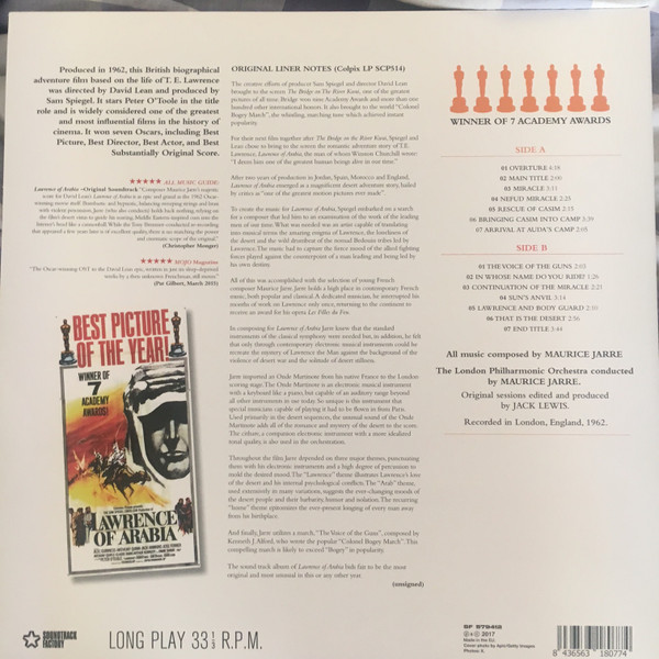 Maurice Jarre With London Philharmonic Orchestra - Lawrence Of Arabia (Original Soundtrack Recording) | The Soundtrack Factory (SF 579412) - 2 Maurice Jarre With London Philharmonic Orchestra - Lawrence Of Arabia (Original Soundtrack Recording) | The Soundtrack Factory (SF 579412) - 2