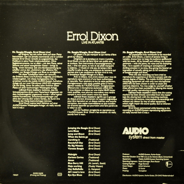 Errol Dixon - Live In Atlantis | Audio System (780601) - 2 Errol Dixon - Live In Atlantis | Audio System (780601) - 2