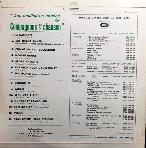 Les Compagnons De La Chanson - Nos Meilleures Années | Columbia (SCTX 340108) - 2