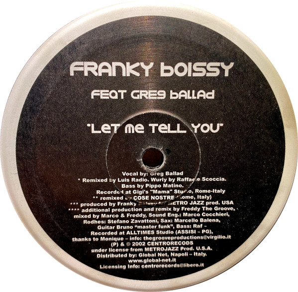 Franky Boissy Feat. Greg Ballad - Let Me Tell You | Centro Records (CT 003) - 2