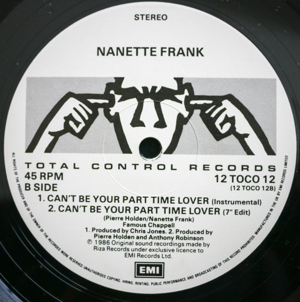 Nanette Frank - Can't Be Your Part Time Lover | Total Control Records (12 TOCO 12) - 3