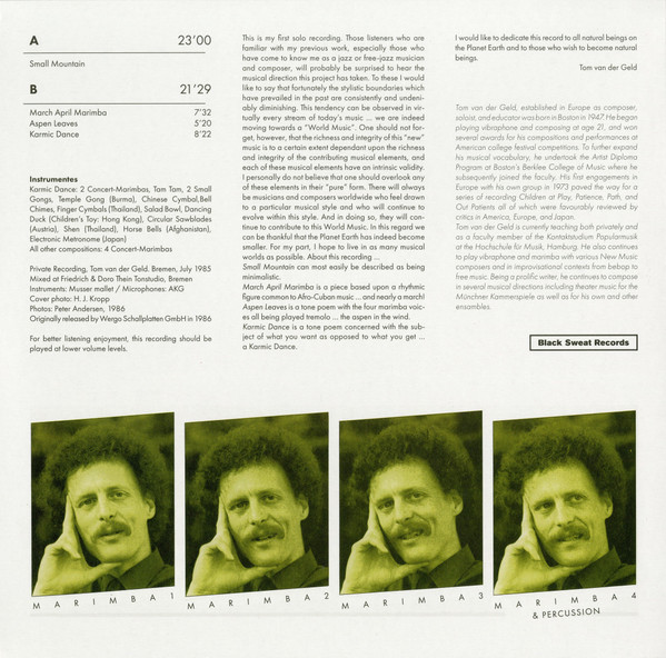 Tom van der Geld - Small Mountain (Marimba Music - Music For Four Marimbas) | Black Sweat Records (BS 066LP) - 2 Tom van der Geld - Small Mountain (Marimba Music - Music For Four Marimbas) | Black Sweat Records (BS 066LP) - 2