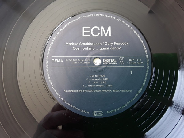 Markus Stockhausen / Gary Peacock - Cosi Lontano...Quasi Dentro | ECM Records (ECM 1371) - 3