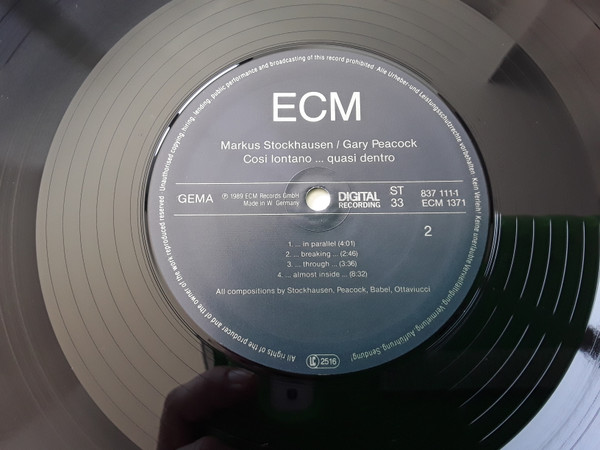 Markus Stockhausen / Gary Peacock - Cosi Lontano...Quasi Dentro | ECM Records (ECM 1371) - 4