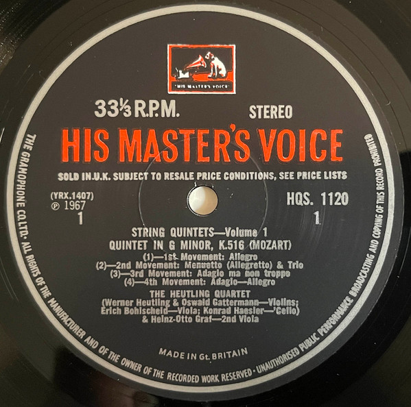 Wolfgang Amadeus Mozart - Heutling-Quartett With Heinz-Otto Graf - String Quintets Volume 1: G Minor, K.516; D Major, K.593 | His Master's Voice (HQS 1120) - 3 Wolfgang Amadeus Mozart - Heutling-Quartett With Heinz-Otto Graf - String Quintets Volume 1: G Minor, K.516; D Major, K.593 | His Master's Voice (HQS 1120) - 3