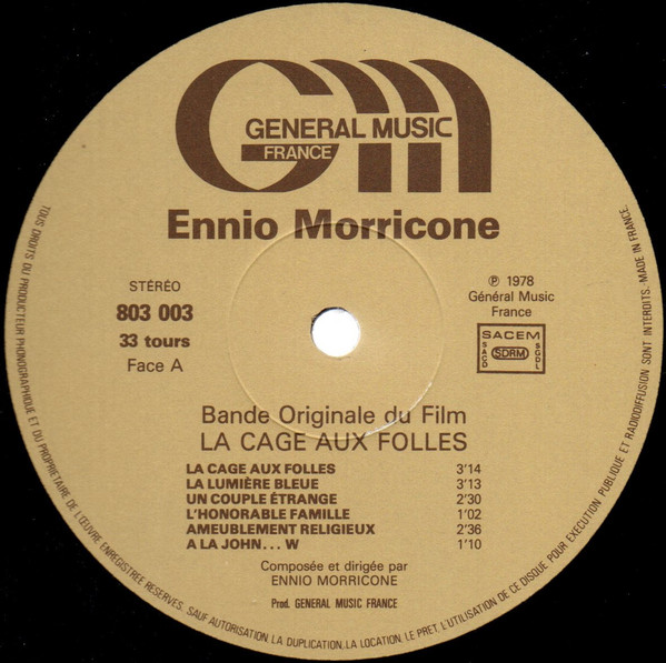 Ennio Morricone - La Cage Aux Folles (Bande Originale Du Film) | Général Music France (803 003) - 4 Ennio Morricone - La Cage Aux Folles (Bande Originale Du Film) | Général Music France (803 003) - 4