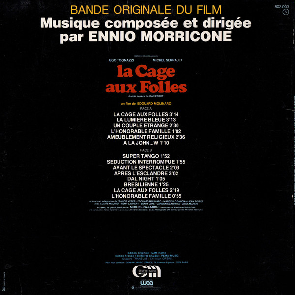Ennio Morricone - La Cage Aux Folles (Bande Originale Du Film) | Général Music France (803 003) - 3 Ennio Morricone - La Cage Aux Folles (Bande Originale Du Film) | Général Music France (803 003) - 3