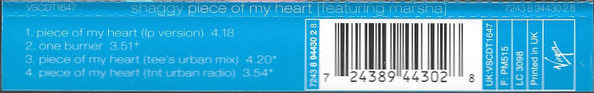 Shaggy featuring Marsha - Piece Of My Heart | Virgin (VSCDT1647) - 4
