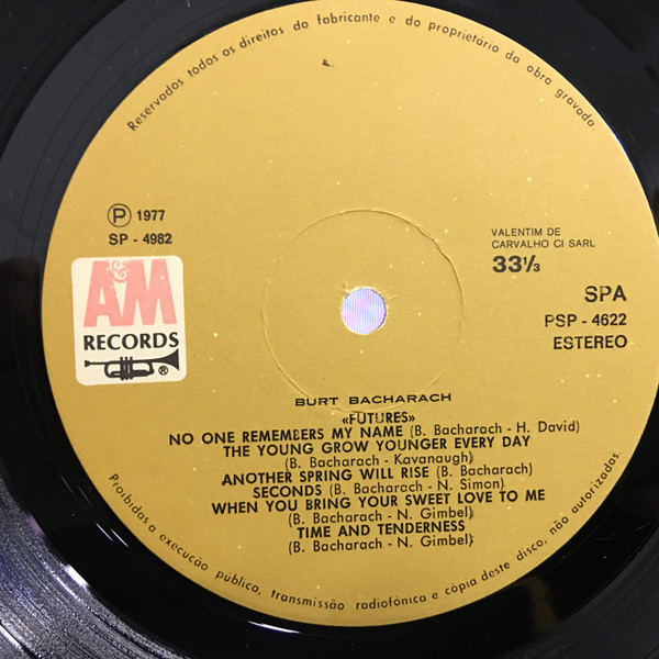 Burt Bacharach - Futures | A&M Records (PSP-4622) - 3 Burt Bacharach - Futures | A&M Records (PSP-4622) - 3