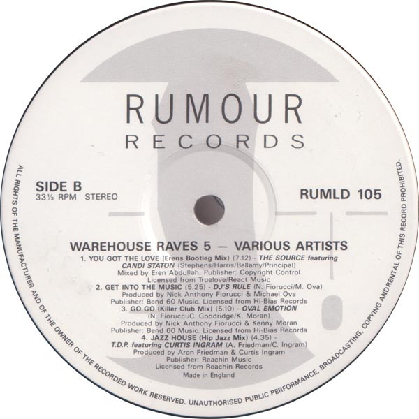 Various - Warehouse Raves 5 | Rumour Records (RUMLD 105) - 4 Various - Warehouse Raves 5 | Rumour Records (RUMLD 105) - 4