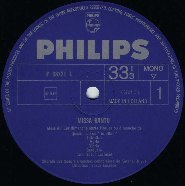 Les Soeurs Blanches Of Katana - Missa Bantu (Messe Du Ler Dimanche Aprés Paques Ou Dimanche De Quasimodo Ou "In Albis") | Philips (P 08721 L) - 3