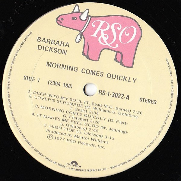 Barbara Dickson - Morning Comes Quickly | RSO (RS-1-3022) - 4