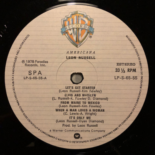 Leon Russell - Americana | Paradise Records (LP-S-65-55) - 3 Leon Russell - Americana | Paradise Records (LP-S-65-55) - 3