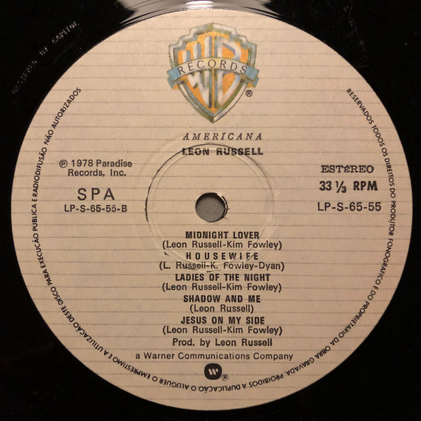 Leon Russell - Americana | Paradise Records (LP-S-65-55) - 4 Leon Russell - Americana | Paradise Records (LP-S-65-55) - 4