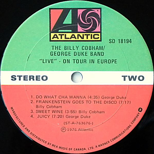 The Billy Cobham / George Duke Band - "Live" On Tour In Europe | Atlantic (SD 18194) - 4