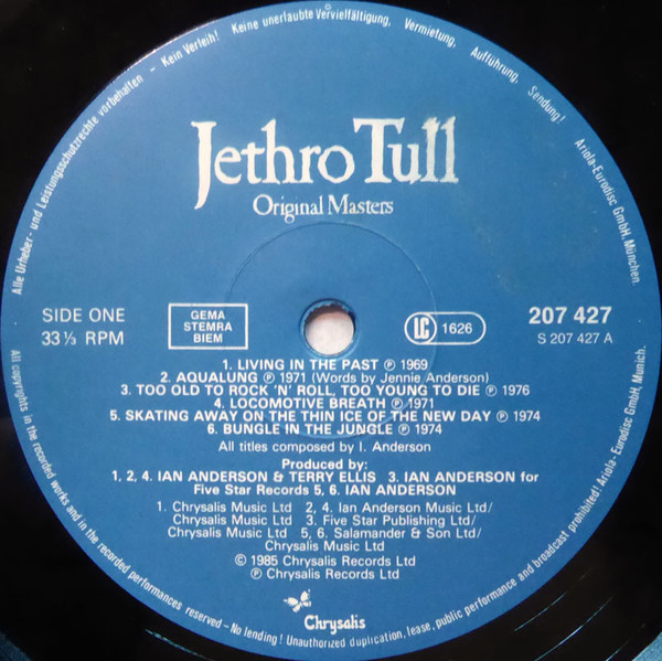 Jethro Tull - Original Masters | Chrysalis (207 427) - 3 Jethro Tull - Original Masters | Chrysalis (207 427) - 3