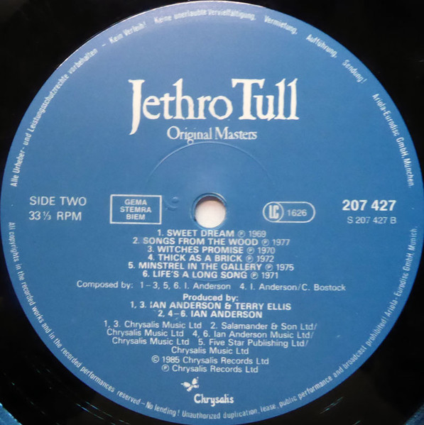 Jethro Tull - Original Masters | Chrysalis (207 427) - 4 Jethro Tull - Original Masters | Chrysalis (207 427) - 4