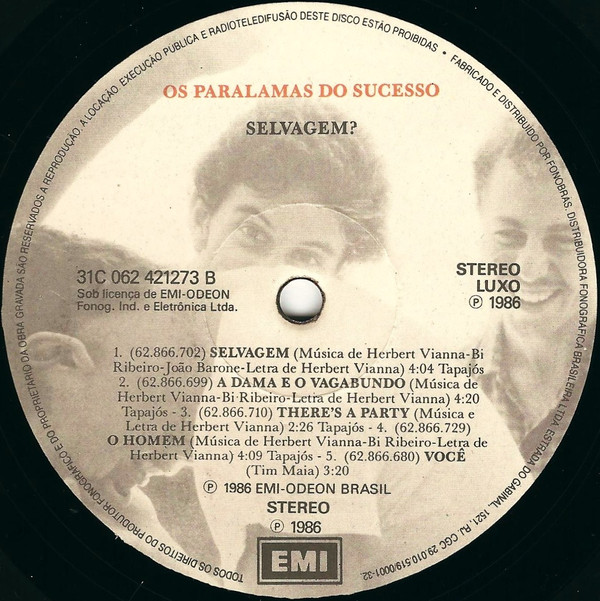 Os Paralamas Do Sucesso - Selvagem? | EMI (31C 062 421273) - 4