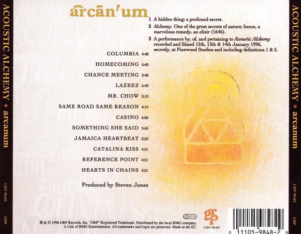 Acoustic Alchemy - Arcanum | GRP (GRD 98482) - main
