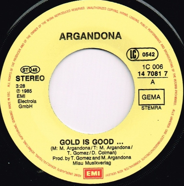Mario Argandoña - Gold Is Good... | EMI (1C 006 14 7081 7) - 2