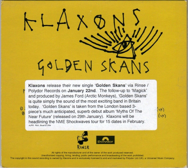 Klaxons - Golden Skans | Rinse (RINSE002P) - 2