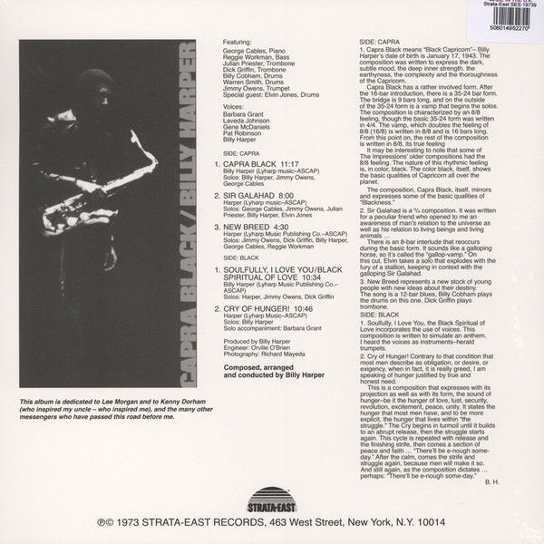 Billy Harper - Capra Black | Strata-East (SES-19739) - 2