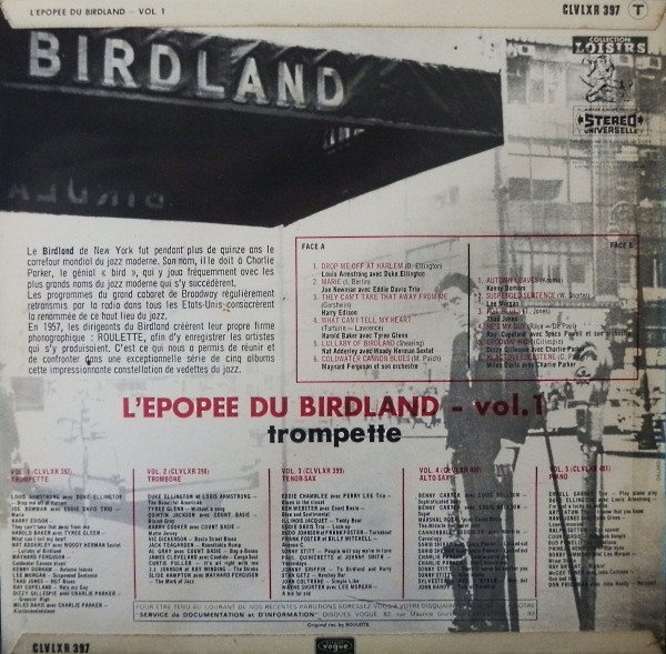 Various - L'Epopee Du Birdland Vol. 1 - La Trompette | Disques Vogue (CLVLXR 397) - 2 Various - L'Epopee Du Birdland Vol. 1 - La Trompette | Disques Vogue (CLVLXR 397) - 2