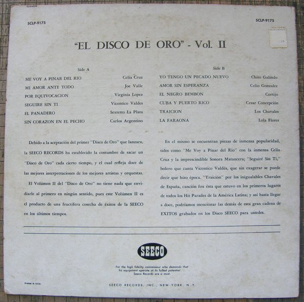 Various - El Disco De Oro: Vol. 2 | Seeco (SCLP-9175) - 2
