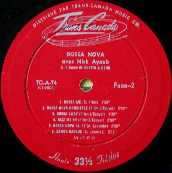 Nick Ayoub Avec / With Rosita Et Deno - Bossa Nova | Trans-Canada (TC-A-74) - 4 Nick Ayoub Avec / With Rosita Et Deno - Bossa Nova | Trans-Canada (TC-A-74) - 4